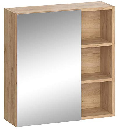 Vicco Badspiegelschrank Senyo, Badezimmerspiegel, Anthrazit/Goldkraft Eiche, 62 x 64 cm