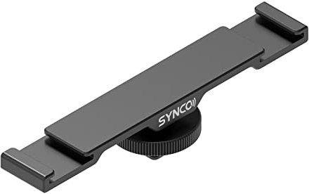 SYNCO SM5 Dual Cold Shoe Mount Bracket,Hot Shoe Extension Flash Bracket Bar with 1/4 Screw Hole compatible with Camera Canon Sony Tripods for Microphone MOMAN C1C1X SYNCO G1A1/LED Video Light/Monitor
