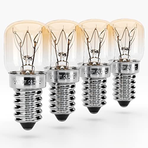 greate 4x Ampoule four 15W 300 degré E14 - Ampoule résistantes jusqu'à 300°C pour four, four grill, lampe à sel, micro-ondes - Ampoule pour four T22, 75 lumens & 2700K - Lampe four, ampoule 15W