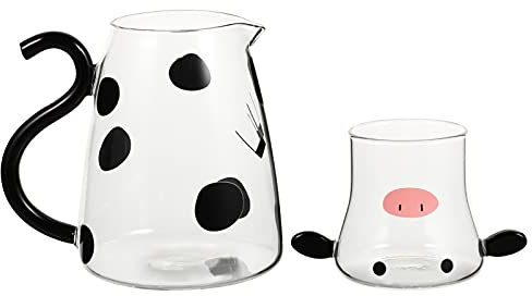 Toyvian Glass Pitcher Glass Pitcher Cute Cow Water with Tumbler Water Pitcher and Cup Beverage Pitcher Water Jug for Homemade Juice Iced Tea Wine Coffee Milk Juice Pitchers