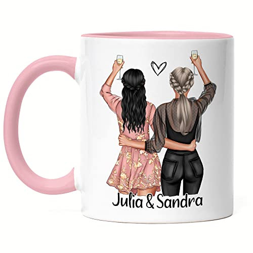 Kiddle-Design Beste Freundin Tasse Rosa Personalisiert Name Geschenk Geburtstag Best Friend Freundinnen-Geschenk Freundschaftstasse gestalten