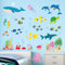 DECOWALL BA-2014S Unter dem Meer Wandaufkleber Wandtattoo (klein) Kinder zum Abziehen Aufkleben, Kinderzimmer, abnehmbar, Zimmer, Tier, Fisch, Badezimmer, Baby Delphin bunter tropischer Fischhai
