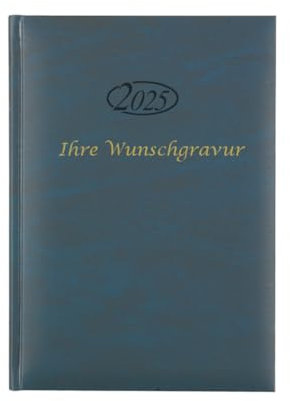 Buchkalender 2025 mit Gravur/Chefkalender/Farbe: blau