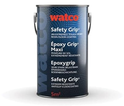 Watco Safety Grip - Anti Slip Concrete Floor Paint for steps, ramps and floors, in wet or oily areas - Coarse non-slip finish to reduce accidents (Safety Yellow)