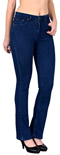 ESRA Damen High Waist Jeans Bootcut Stretch Hose bis Plus Size B700