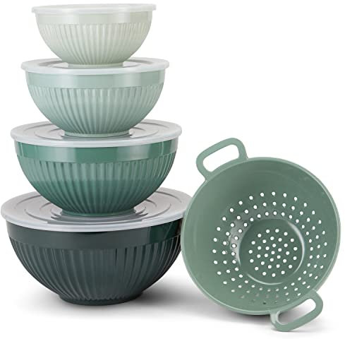 Phantom Chef 5-Piece Nested Melamine Mixing Bowl Set with Lids - 7 to 11 inches