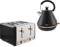 Tower Cavaletto Black & Rose Gold 1.7L 3KW Pyramid Kettle & 4 Slice 1800W Toaster. Contemporary Matching Kettle & 4 Slice Toaster Set in Black & Rose Gold