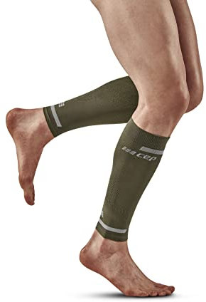 CEP - THE RUN COMPRESSION CALF SLEEVES für Herren | Stulpen für die Beine | Kompressionsstulpen Herren in olive zur effektiven Muskelaktivierung der Wade | Gr. V | XL