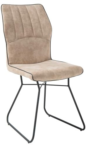 Home4You Polsterstuhl - Beige - Grau - Mikrofaser - Metallgestell
