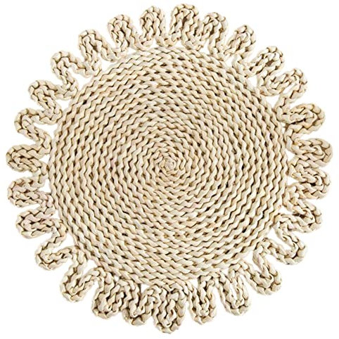 Rattan-Untersetzer,Platzset aus Seegras 38cm Rund Geflochten Tischsets Stroh Tischset Hochwertige Handgefertigte Platzdeckchen Tassenmatten Tischuntersetzer für Getränke, Teetassen Esstisch und Küche