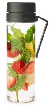 Brabantia - Make & Take Botella de Agua con Filtro 0.5L - Botella con Asa & Colador de Frutas - A Prueba de Fugas - Infusor - Transparente - Apta para Lavavajillas - Gris oscuro