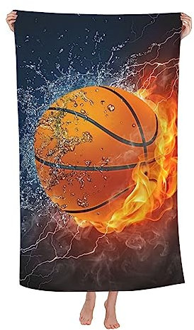 VOOHDDY Basketballball, cooles Strandtuch, groß, weich, saugfähig, Mikrofaser, schnell trocknend, übergroß, Badetücher für Badezimmer, Männer, Jungen, Pool, Camping, Reisen, Schwimmen, Picknick, Sport