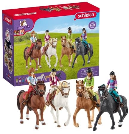 SCHLEICH Horse Club | Ausritt 72221 | 4 bewegliche Figuren und 4 Pferde | tolles Geschenk für Mädchen und Jungen | Pferde Spielzeug für Kinder ab 5 Jahren | Set aus 40 Teilen | exklusiv bei Amazon