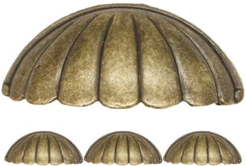 Housoutil Poignée De Coquille, 4 Pièces Laiton Bouton De Porte Poignée Forme De Coquille, Rétro Poignées De Meubles Pour Porte D'armoire Poignées De Porte De Cuisine