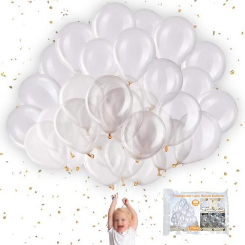 12 Zoll Luftballons Transparente, 100 Stück Transparente Latex Ballons, Runde Durchsichtige Helium Ballons, Partyballon Deko Für Geburtstag, Hochzeit, Geschlecht Offenbaren, Brautdusche, Babyparty