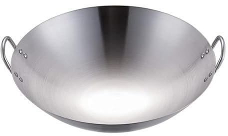 JTBDWOSK Stainless Steel Wok Chinese Pan Pan with Handle Frying Pan Induction Wok Pan Stem Pan All-Purpose Pan Home Restaurant Nonstick Pot Tool for All Stove Types Kitchen Aid 32Cm,Silver