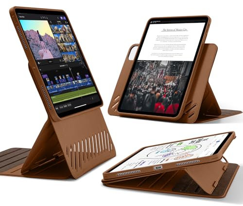 ESR Coque pour iPad Pro 11 Pouces M4 (2024,5ème Génération) avec Coque Magnétique Amovible, Support Portrait/Paysage Réglable avec Vue D'écran Surélevée, 9 Angles de Position, Série Shift, Brun