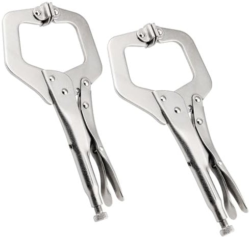 LEXININ 2 PCS 11 Inch Large Locking C Clamp Pliers, 8cm Adjustable Opening Width Welding C Clamps with Swivel Pads for Woodwork, Uneven Surfaces, Angles
