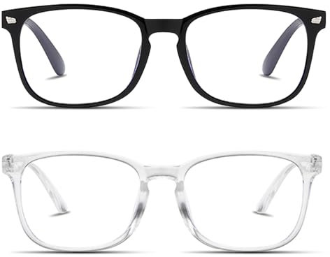 Generic 2-Pack Blue Light Blocking Glasses for Women Men, Reading glasses, Anti Glare Clear Computer Glasses to Prevent Eye Strain, Black frame