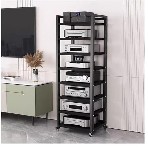 audio rack hifi regal 7 8 6 5 Etagen Stereo-Komponenten-Rack/Schrank, Hochwertiger Audio-Video-Medienständer Mit Verstellbarem Regal, Rollendes Regal Für Stereokomponenten Für Wohnzimmer/Haus/Büro ( C