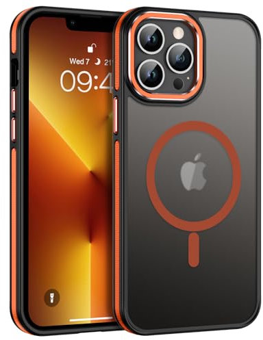 VENINGO Magnetic for iPhone 13 Pro Max Case,Compatible with MagSafe Matte Translucent Shockproof Protective Women Man Girls Case for iPhone 13 Pro Max, Orange