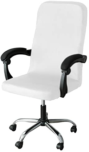 Mswborml Spandex Stuhlbezüge Stuhlhussen Universal Sessel Drehstuhl Bezug Stretch Office Computer Stuhlbezug Lehnstuhl Abdeckung Husse Bezug Schreibtischstuhl Überzug,Weiß,45~55cm