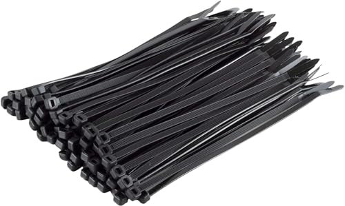 Wild Polar Lot de 100 attaches autobloquantes en nylon et plastique de qualité supérieure - Transparent/blanc et noir - Différentes tailles - 300 mm x 3,6 mm