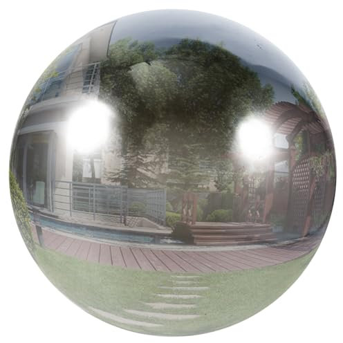 Yardwe Hohlkugeldekoration Aus Edelstahl Weihnachtsdeko Blickende Sphären Blickball Im Freien Blickkugel Im Freien Gartenschauball Blickbälle Für Gärten Rostfreier Stahl Silver