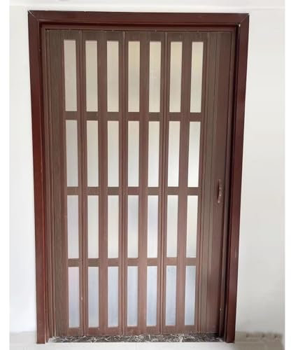 Accordion Folding Doors Interior Extra Wide, Wood Grain PVC & Acrylic Accordion Door for Laundry Room, Closet, Bathroom Shower, Sliding Room Divider(28x40in(71x101cm))