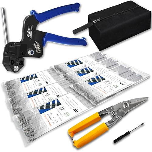 Aufisi Metall-Kabelbinder, strapazierfähig, mit 300 Stück, 30 cm, Metall-Kabelbinder, industrielle Schere, Kabelbinder-Werkzeug, geeignet für Drahtzaunrollen, Garten, Außenzaun