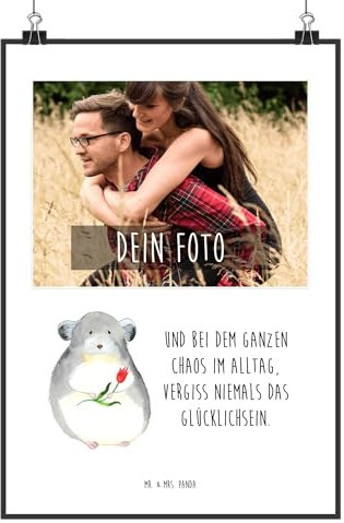 Mr. & Mrs. Panda DIN A1 Personalisiertes Foto Poster Chinchilla Blume - Geschenk, Chaos, Gute Laune, Büro, Tiermotive, Tiere, lustige Sprüche,