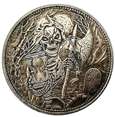 DLQLL Halloween Totenkopf Sanduhr Messing versilbert versilbert Streunung Medaillon -Default