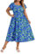 Damen-Freizeitkleid mit quadratischem Ausschnitt und Lotusärmeln Midikleid in großer Größe A-Linien-Kleid