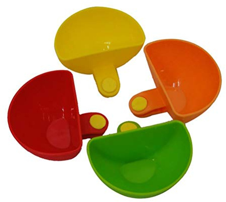 Fdit Chip and Dip Bowl Set, 4pcs Multi Color Dipping Sauce Dish Bowls Dip Clip Bowl Plate Holder for Salt Ketchup Sugar Vinegar (Yellow + Green + Orange + red)