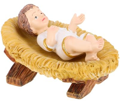 Gatuida Resin Jesus Figurine Mit Manger Dekorative Gottestatue Für Weihnachten Religiöses Ornament Für Zuhause Und Büro Für Festliche Dekoration Und
