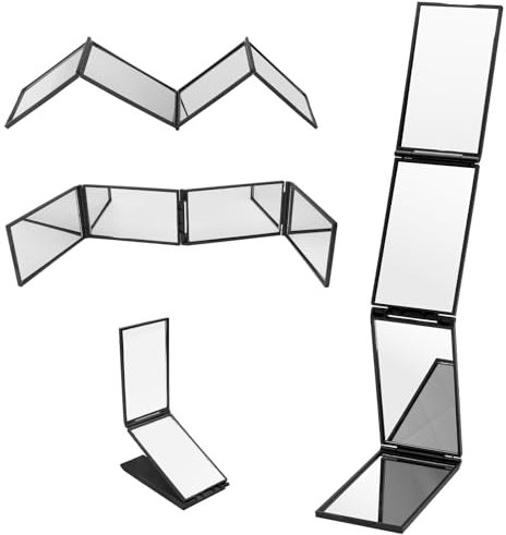 DAWRIS 360 Grad Spiegel,4 Wege Spiegel, Kosmetikspiegel, Kleiner Reisespiegel Klappbar Handspiegel,Hochauflösender, Verformungsfreier Taschenspiegel, für Make-Up,Haare Selbst Schneiden