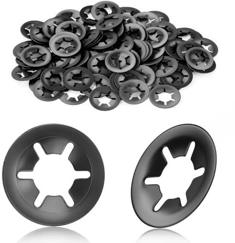 KGGZKG 100 Stück Sicherungsscheiben Klemmscheiben Unterlegscheiben M12 X 25mm Sicherungsring Sprengring Sicherungsringe Set für Wellen Klemmring Sicherungsscheibe Innenzahn Schnellverschluss Schwarz