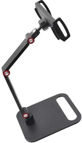 TSMORY Supporto per monitor portatile in alluminio regolabile per telefoni e tablet da 4,7 a 18 pollici con rotazione a 360 e base antiscivolo