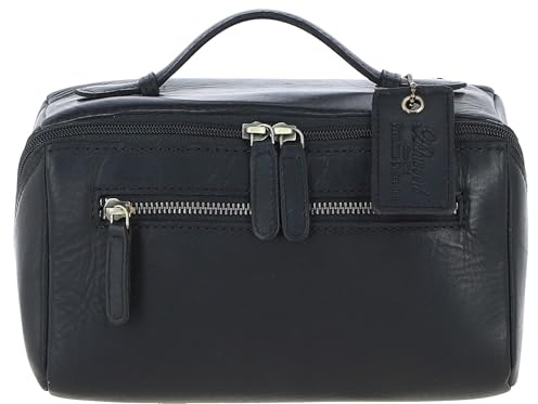 Ashwood Leather Wash Bag - Genuine Hand-Waxed Leather Travel Toiletry Bag with Handle - Multiple Pockets & Internal Compartments: K-49 (Black)