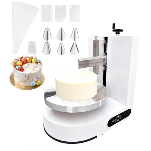 Automatic Cake Decorating Machine and Cake Spinner alisadores 4–12 Inch Electric Icing Turntable with Dual Scrapers LED Touch Control for Bakeries and Dessert Shops