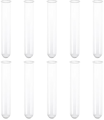 Glas Reagenzgläser mit Rollrand für Flüssigkeiten | Transparentes Glas, zur Aufbewahrung Chemischer Inhalte, für Selbstgemacht Kleber und Kunstwerke, 10 Stück Packung