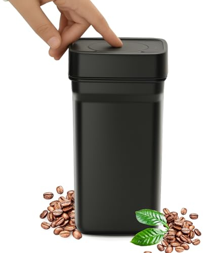 AiQInu Vakuum Kaffeedose mit Vakuumpumpe, 1.2L Edelstahl Behälter für Kaffeebohnen, Gemahlenen Kaffee, Tee & Trockenwaren