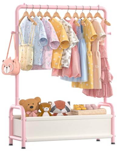 Kinder Garderobe Kleiderständer mit Aufbewahrungskorb U-Basis Design