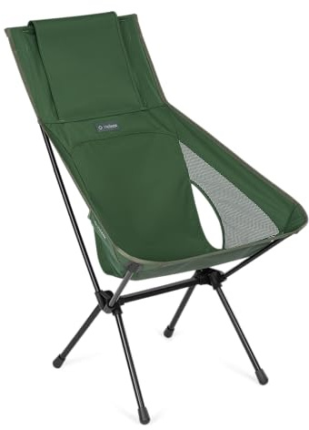 Helinox Sunset Chair (re), verstaubare Outdoor-Möbel, Sommerurlaubssitz, faltbar, leicht, hoher Rückenlehnenkomfort, nachhaltige, umweltfreundliche Materialien mit einem Gewicht von 1,6 kg, Waldgrün