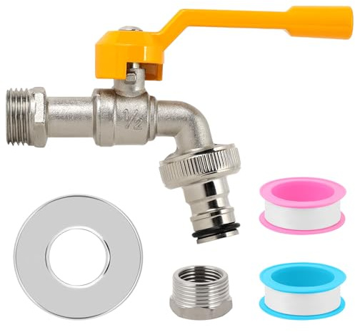 NUTKIT Robinet Exterieur Jardin 1/2'', Robinet Extérieur Antigel | Robinet de Jardin avec 3/4'' Adaptateur, Raccordement 1/2'' et 3/4'', Robinet d'arrêt Anti-goutte,pour jardin,Machine à Laver