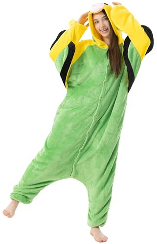 Katara 1744 - Wellensittich Kostüm-Anzug Onesie/Jumpsuit Einteiler Body für Erwachsene Damen Herren als Pyjama oder Schlafanzug Unisex - viele Verschiedene Tiere