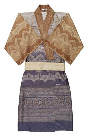 Bassetti BRUNELLESCHI Kimono aus 100% Baumwollsatin in der Farbe Grau v.G6, Größe: S-M - 9285998