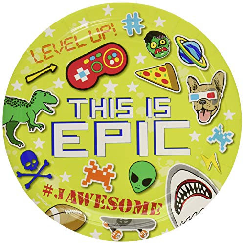Amscan 551977 Epic Party Large Paper Plates, Multicolor