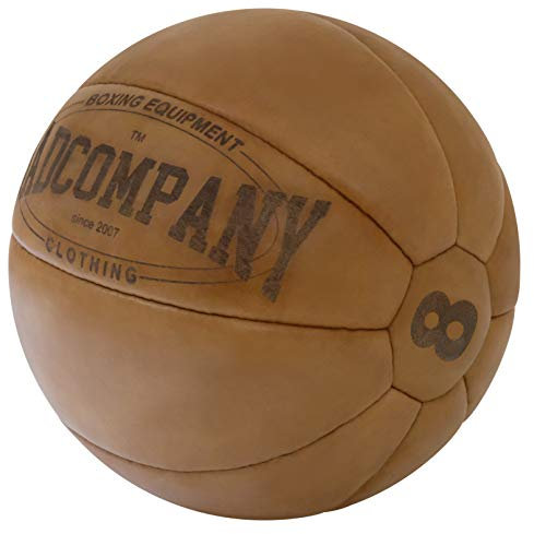 Bad Company Vintage Leder Medizinball in 10 Gewichtsstufen l Vollball aus hochwertigem Echtleder in braun 8 kg