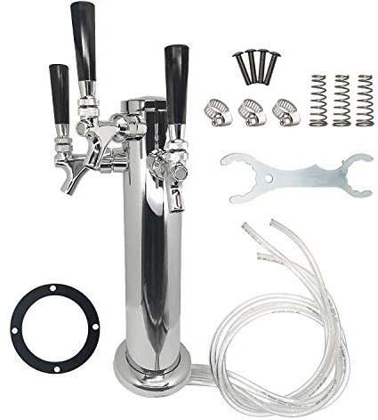 Dreifach-Wasserhahn-Bierspenderturm – LUCKEG Marke 7,6 cm Bierkrug Bierturm mit 3 Bierarmaturen für Zuhause Brauen Bier Kegging